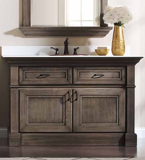 Loring Bathroom Sink Vanity in Quartersawn Oak and Sepia Finish